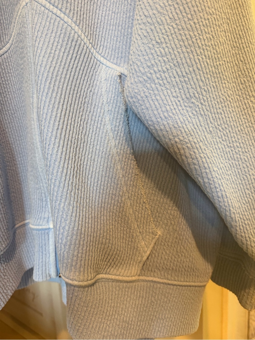 aerie Soft Light Blue Hooded Knit Super Oversized Zip-Up - Picture 2 of 4
